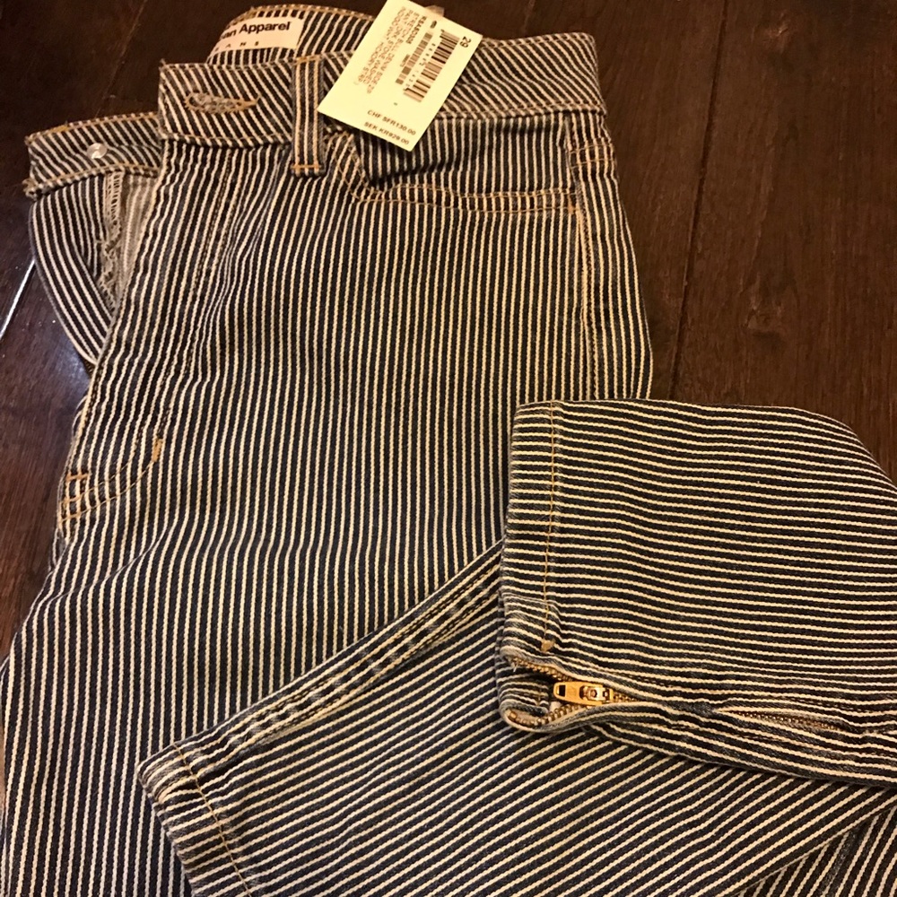 American Apparel Stretch Indigo w/ stripe jeans 29